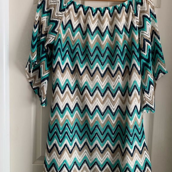 Tacera Women’s Zigzag Pattern Off  Shoulder Dress Size Large - Picture 13 of 17
